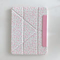 Detachable Magnetic 360 Rotating Adjustable Kickstand Hard PU Folio Case for Apple White Pink Rose Flower Floral Pretty Chic Cute Lovely Girls (for iPad mini 8.3-Inch 7th Generation 2024)