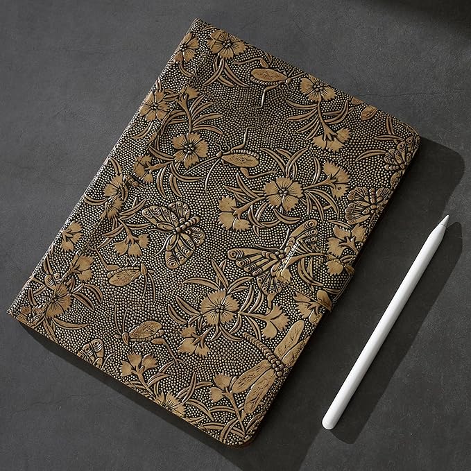 Gexmil Case for iPad 10.2 Inch9th/8th/7th Generation(2021/2020/2019) Genuine Leather Cover Auto Sleep/WakeCowhide Folio Cover with Adjustable Stand with BuckleAnti SlipButterfly Pattern