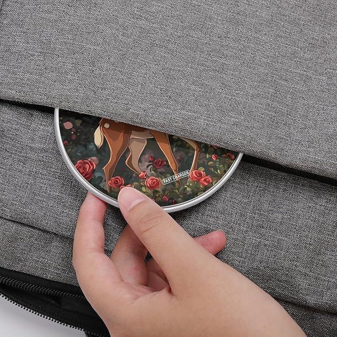 Cute Floral Deer Wireless Charger Anti-Slip Wireless Charging Pad Slim Charger Mat for Men Women