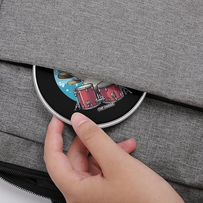 Cat Drummer Playing Drums Wireless Charger Anti-Slip Wireless Charging Pad Slim Charger Mat for Men Women