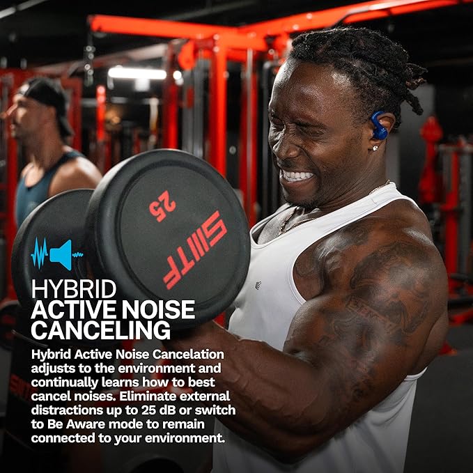 JLab JBuds Sport ANC 4 True Wireless Bluetooth Earbuds + Charging Case Cobalt Blue Swipe + Touch Controls Hybrid Active Noise Cancelation Multipoint Connect Customized Settings App