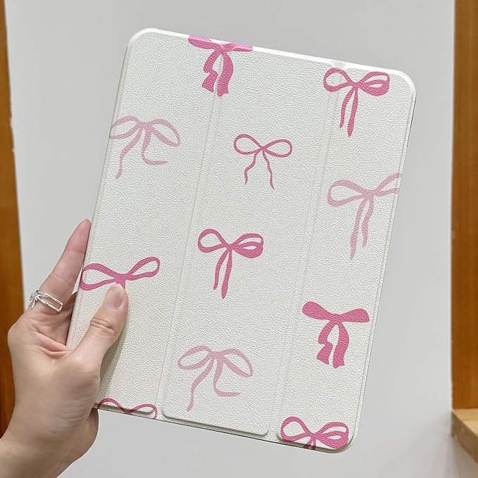 DONGKE for iPad Air 11 Inch Case M4 2026 / M3 2025 / M2 2024 &amp iPad Air 5th 2022 / 4th Gen 2020 10.9 Inch Ultra Thin Soft TPU Back Cover with Pencil Holder Support Auto Wake/Sleep Pink Bows