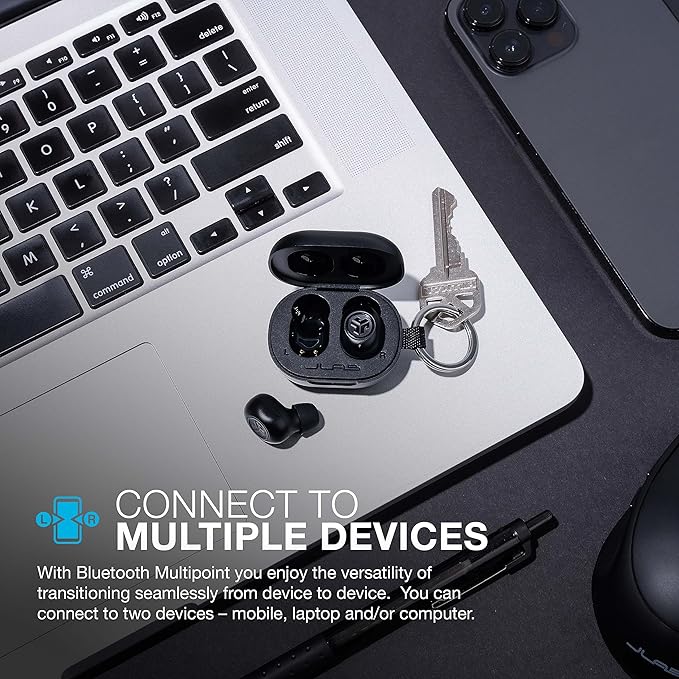 JLab JBuds Mini True Wireless Bluetooth Earbuds + Charging Case Charcoal Black IP55 Sweat and Dust Proof Bluetooth Multipoint Be Aware Audio 3 EQ Sound Settings Crystal Clear Calls