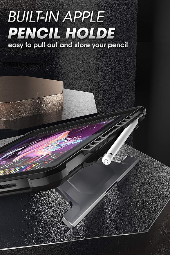 SUPCASE UB Series Designed for iPad 10.2 2019/2020/2021 iPad Air 3 Case 10.5 Inch with Built-in Apple Pencil Holder Full Body Rugged Protective Case for iPad 9th/8th/7th Generation (Black)