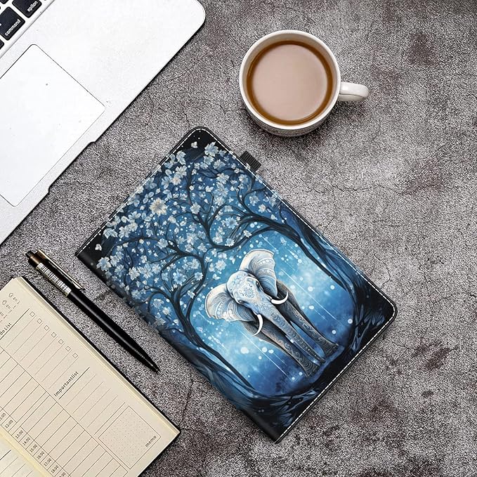 Case for All-New Amazon Kindle Fire HD 10 and Fire HD 10 Plus Tablet (13th/11th Generation 2023/2021 Release) 10.1 Slim Folding Stand Cover with Auto Wake/Sleep Blue Elephant Tree