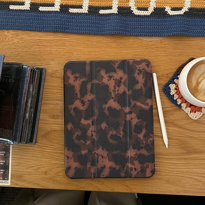 JANDM Leopard Case for iPad 11th Generation 11 Inch 2025 iPad 10th Case 10.9 Inch 2022 Trifold Stand with Auto Wake/Sleep Soft Tortoise Shell Amber Leopard Pattern Case