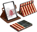DTTO for iPad A16 Case iPad 11th / 10th Generation Case (2025/2022) 360 Degree Rotating Premium Leather Folio Stand Cover with Pencil Holder New US Flag