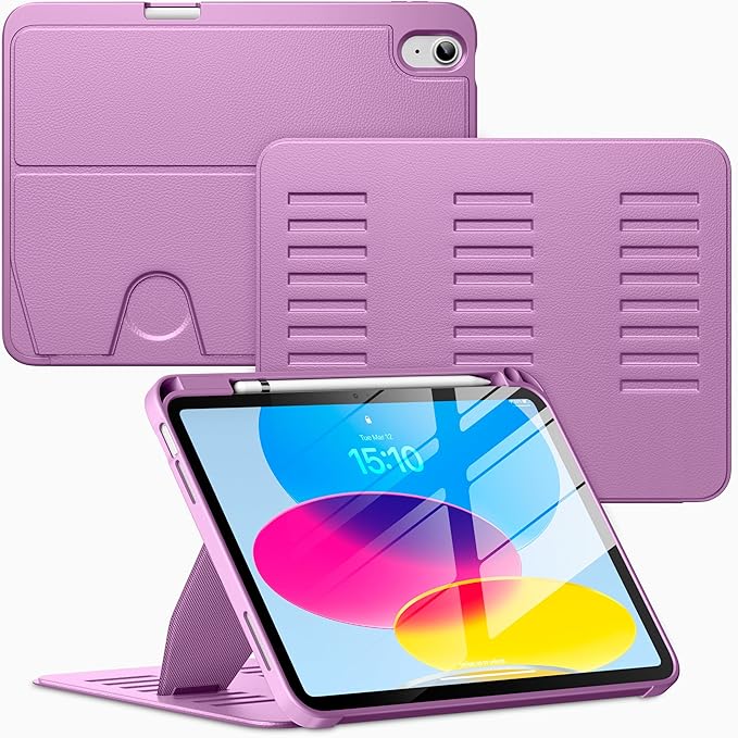 VIKESI Case for iPad (A16) 11-inch 2025 and iPad 10th/11th Generation 10.9 Inch 2022Multiple Angles Magnetic Stand CoverShockproof BackPencil Holderand Auto Sleep/WakePurple