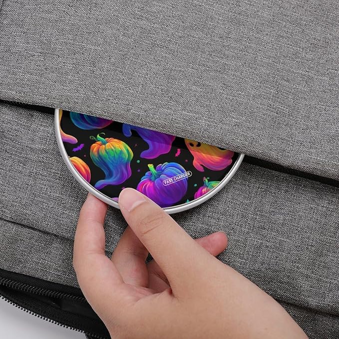 Ghosts Pumpkins Glowing Halloween Phone Charger Magnetic Charging Pad Anti-Slip with USB Cable