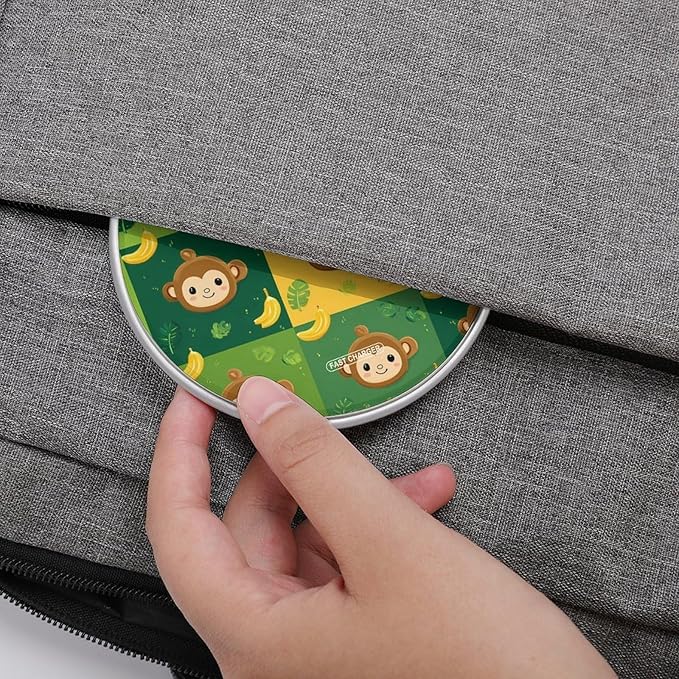 Monkey Banana Leaves Check Plaid Fast Portable Charger 10W Funny Graphic Phone Charging Pad with USB Cable