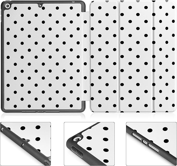 Tuiklol Case for iPad 10.2 Inch 2021 2020 2018 Release 9th / 8th / 7th Generation Built-in Pencil Holder TPU Protective Stand Back Cover Trifold Stand-Auto Wake/Sleep Spot-White