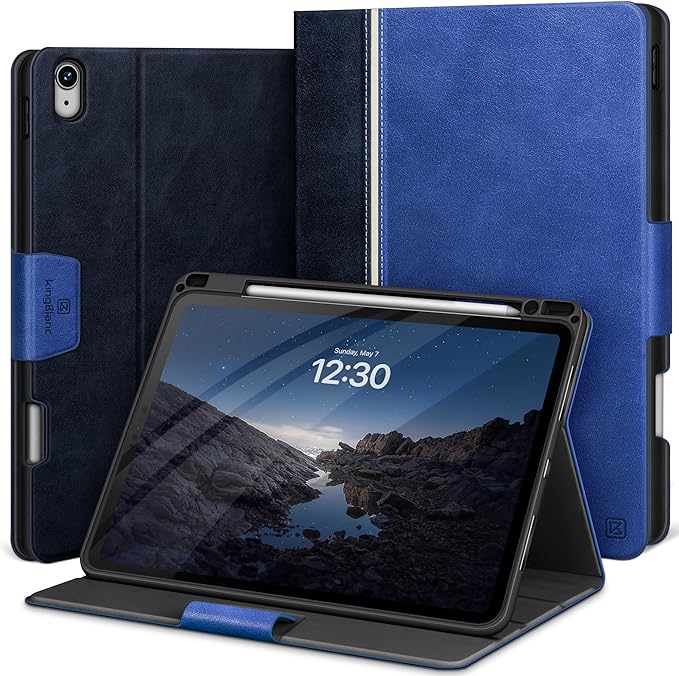KingBlanc Case for iPad Air 13-inch M4/M3/M2 (2026/2025/2024) with Pencil Holder Vegan Leather Cover Auto Wake/Sleep Multi-Angle Stand for Viewing &amp Drawing Pencil Pro &amp USB-C Compatible