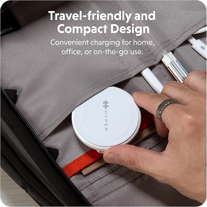 HyperJuice 2-in-1 Wireless Charger Qi2 Magnetic Stand — Fast Wireless Charger for iPhone Apple Watch &amp Qi Compatible Devices — Compact Adjustable 2 in 1 Charging Station Apple w/Built-in Kicksta