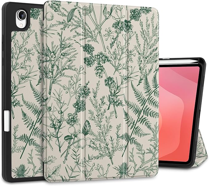DONGKE Case for Samsung Galaxy Tab S11 5G 11 2025 Model (SM-X730/X736B) Slim Lightweight Trifold Stand Cover with S Pen Holder Auto Sleep/Wake Soft TPU Shockproof Back Plant &amp Berry