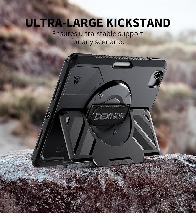 Dexnor Case for iPad Air 11 inch M3/M2 iPad Air 5th/4th Generation 10.9 inch Rugged Case with 360° Rotating Hand Strap &amp Stand &amp Screen Protector &amp Pencil Holder Shockproof Full-Body Cove