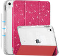 Tuiklol Sparkly Case for iPad (A16 Chip) 11th Gen 11 inch 2025 / iPad 10th Gen 10.9 inch 2022 Built in Pencil Holder with Glitter Clear Back Shell Cover Trifold Stand Auto Wake/Sleep Sparkly-Red