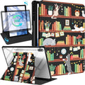 for Samsung Galaxy Tab S10 Fe Case - Tab S9 Fe/S9 Case with Pencil Holder Women Girls Cute Girly Pretty Cat and Book Unique Aesthetic Design Teens Rotating Tablet Cases Cover