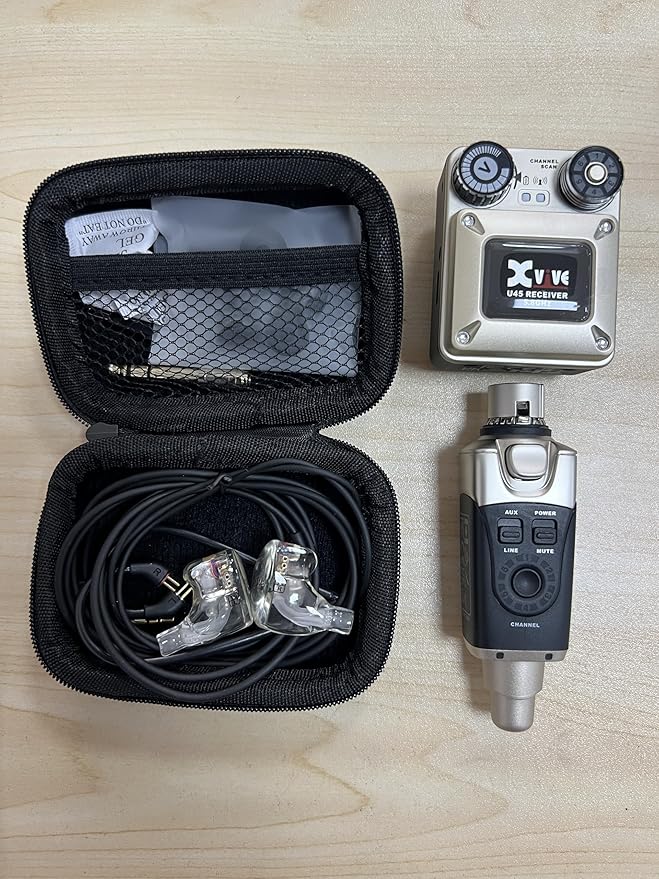 Xvive U45T9 Wireless in Ear Monitor System 5.8ghz with T9 2BA Drivers IEM Earphone IEM System Transmitter and Bodypack Receiver for Studio Band Rehearsal Live Performance Channel Scan Mode