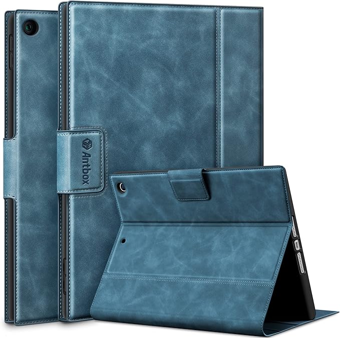 Antbox Case for iPad 9th Generation (2021) iPad 8th/7th Generation with Pencil Holder Auto Sleep/Wake Function PU Leather Smart Cover for iPad 10.2''(Blue)