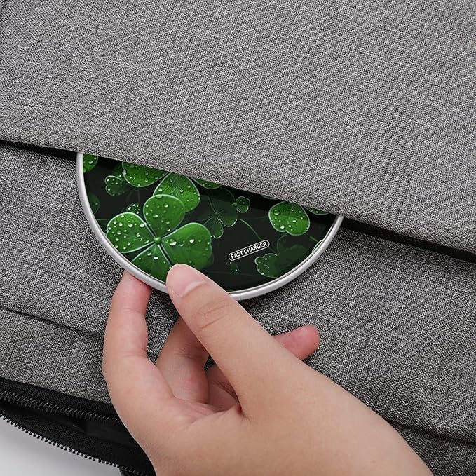 St Patricks Day Leaves Wireless Charger Fast Wireless Charging Pad with USB Cable 10W Anti-Slip Magnetic Wireless Charger Portable Slim Charger Puck Travel Charging Station
