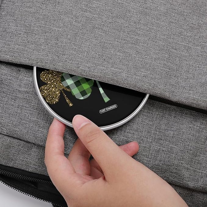 Checkered Plaid Clovers Leopard Print Phone Charger Magnetic Charging Pad Anti-Slip with USB Cable