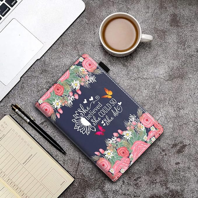 Case for Amazon Fire HD 10 &amp 10 Plus Tablet 10.1 (13th/11th Gen 2023/2021 Release) - She Believed She Could So She Did Inspirational Quote Design PU Leather Folio Case with Smart Auto Wake/Sleep