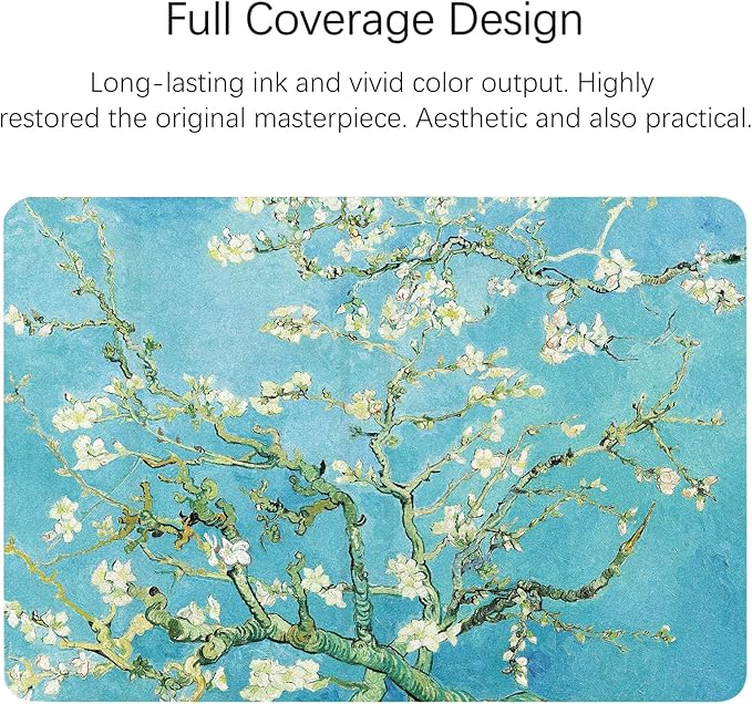 Berkin Arts Compatible with iPad 7/8/9th Generation/iPad Air 3rd Generation (10.5 Inch) Case 2019/2020/2021 Folio Case Premium Leather Cover Cloisonnism Green Floral (Almond Blossom by Van Gogh)