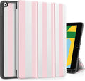 Tuiklol Case for iPad 10.2 Inch 2021 2020 2018 Release 9th / 8th / 7th Generation Built-in Pencil Holder TPU Protective Stand Back Cover Trifold Stand-Auto Wake/Sleep Striped Pink