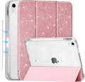 Tuiklol Sparkly Case for iPad (A16 Chip) 11th Gen 11 inch 2025 / iPad 10th Gen 10.9 inch 2022 Built in Pencil Holder with Glitter Clear Back Shell Cover Trifold Stand Auto Wake/Sleep Sparkly-Pink
