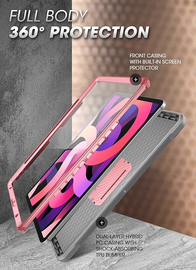 SUPCASE Unicorn Beetle Pro Series Case Designed for iPad Air 5 (2022) / iPad Air 4 (2020) 10.9 Inch with Pencil Holder &amp Built-in Screen Protector Full-Body Rugged Heavy Duty Case (Rosegold)