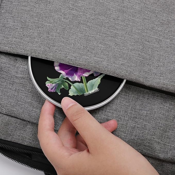 Pansy Purple White Fast Portable Charger 10W Funny Graphic Phone Charging Pad with USB Cable