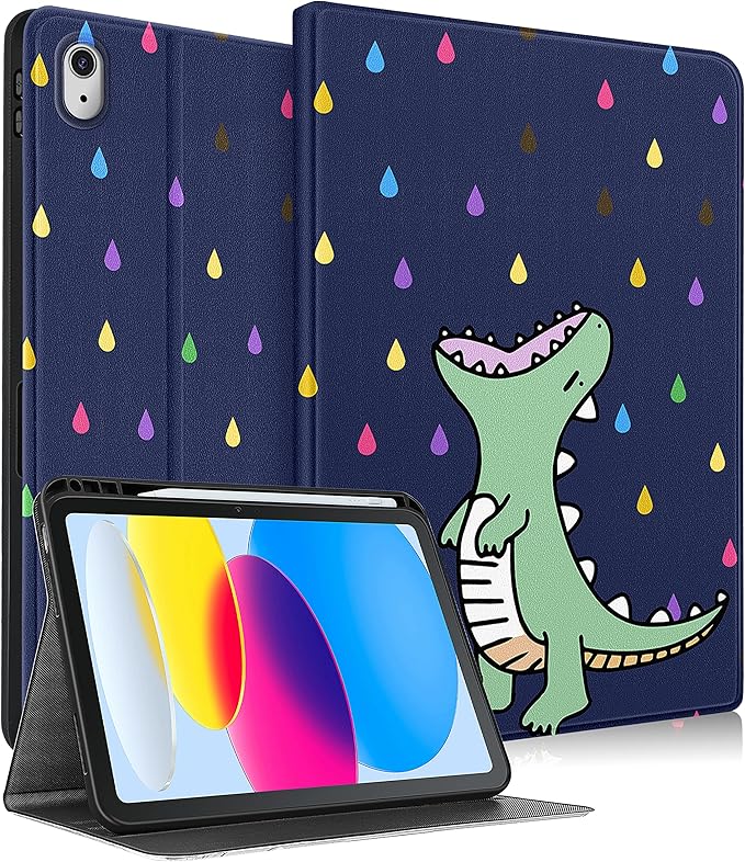 for iPad 10th Generation Case 10.9 Inch for iPad 11th(A16) 2025 Girls Cute Boys Kids Women Folio Cover Pencil Holder Cartoon Design Girly Kawaii Unique Tablet Cases for Apple 10/11