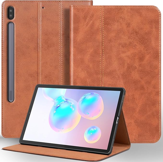 for Samsung Galaxy Tab S6 10.5 inch Case 2019 Model(SM-T860/T865/T867) Genuine Leather Cover Protective ShellAuto Wake/Sleep.Brown