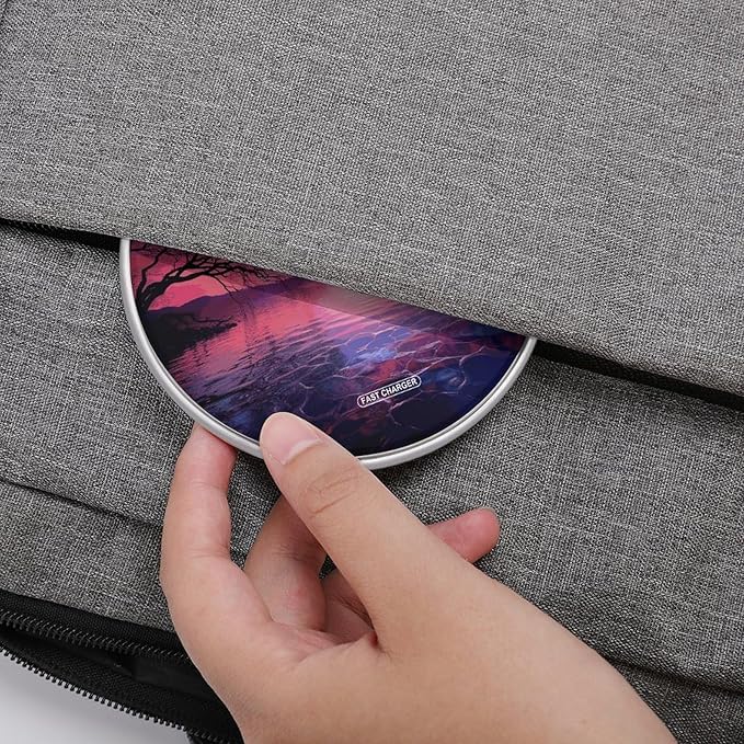 Purple Sunset on Water Wireless Charger Fast Wireless Charging Pad with USB Cable 10W Anti-Slip Magnetic Wireless Charger Portable Slim Charger Puck Travel Charging Station