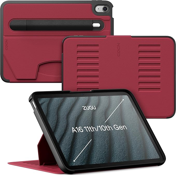 ZUGU CASE for iPad A16 11th Generation 11 Inch (2025) 10th Gen 10.9 Inch (2022) Magnetic Stand &amp Sleep/Wake Cover Model #s A3354 A3355 A3356 A2696 A2757 A2777 Scarlet Red