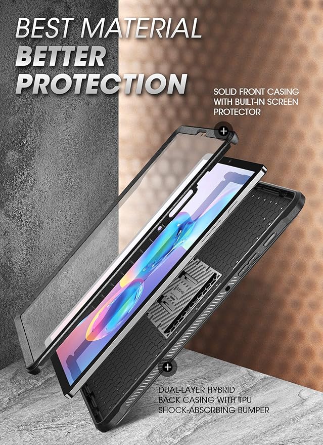 SUPCASE UB Pro Series Case for Galaxy Tab S6 with Built-in Screen Protector Full-Body Rugged Kickstand Protective Case for Galaxy Tab S6 10.5 Inch Model SM-T860/T865/T867 2019 Release (Black)