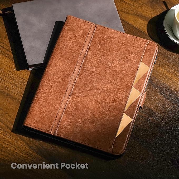 Handmade Case for iPad A16 11th Gen 11 Inch 2025 / iPad 10th Generation 10.9'' with Pencil Holder PocketMulti Angles StandMagnetic ClosureVegan Leather CoverAuto Sleep/WakeBrown