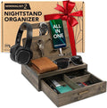 Nightstand Organizer for Men- Phone Docking Station with Drawer for Cellphone Watches Sunglasses &amp Accessories- Makes an Ideal Gift for Dad or Son (Rustic)