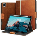 KingBlanc Case for iPad Pro 13 inch (M5 2025/M4 2024) with Pencil Holder Vegan Leather Stand Cover Auto Sleep/Wake Support Pencil Pro/(USB-C) Viewing/Writing Angles Vintage Notebook StyleBrown