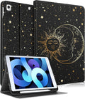 for iPad 9th/8th/7th Generation Case 10.2 Inch Girls Cute Boys Women Folio Smart Cover Pencil Holder Sun and Moon Aesthetic Cool Design Kawaii Teens Cases for iPad 7/8/9 Gen A2602 A2270 A2197