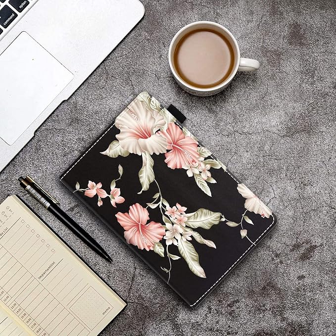 Case for All-New Amazon Kindle Fire 7 Tablet (7 12th Generation 2022 Release) Latest Model - PU Leather Folio Case with Smart Auto Wake/Sleep Oriental Decorative Flower