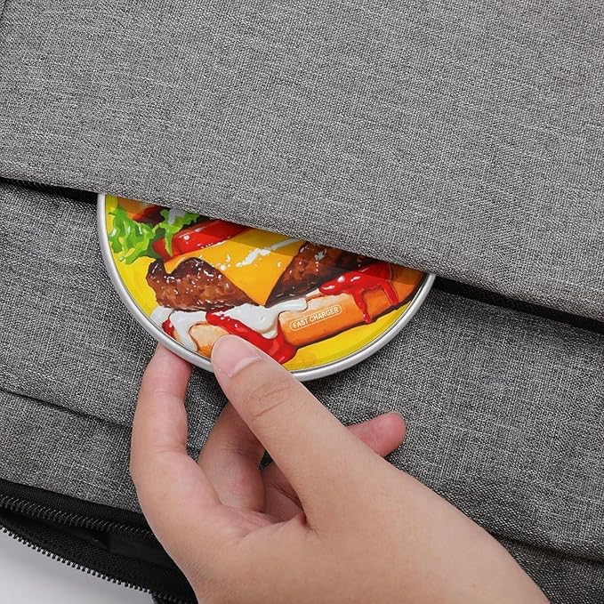 Beef Hamburger Fast Food Wireless Charger Anti-Slip Wireless Charging Pad Slim Charger Mat for Men Women