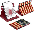 DTTO for iPad 6th / 5th Generation 9.7 Inch (2018/2017) iPad Air 2 / Air 1 Case 360 Degree Rotating Premium Leather Folio Stand Cover with Pencil Holder US Flag
