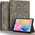 Gexmil Genuine Leather Case for Samsung Galaxy Tab S6 Lite 10.4 Inch with Pencil HolderShockproof Protective Adjustable Kickstand Smart Premium Folio Flip Tablet Cover Butterfly Grey