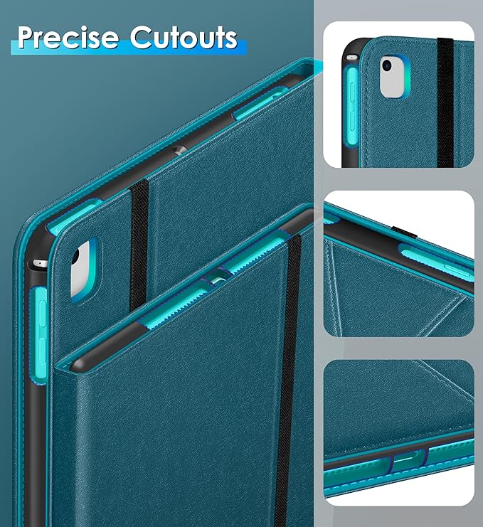 DTTO Rotating Case for iPad 6th / 5th Generation 9.7 Inch 2018/2017 iPad Air 2 / Air 1 Case 360 Degree Swiveling Premium Leather Folio Stand Cover with Pencil Holder - Auto Wake/Sleep Light Blue