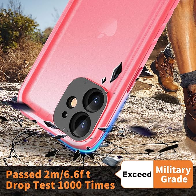 Cozycase Compatible with Waterproof iPhone 11 case Built-in Screen Protector Full-Body Rugged Bumper Sealed Case Cover Shockproof Dustproof Waterproof Case for iPhone 11 6.1 inch (Pink)