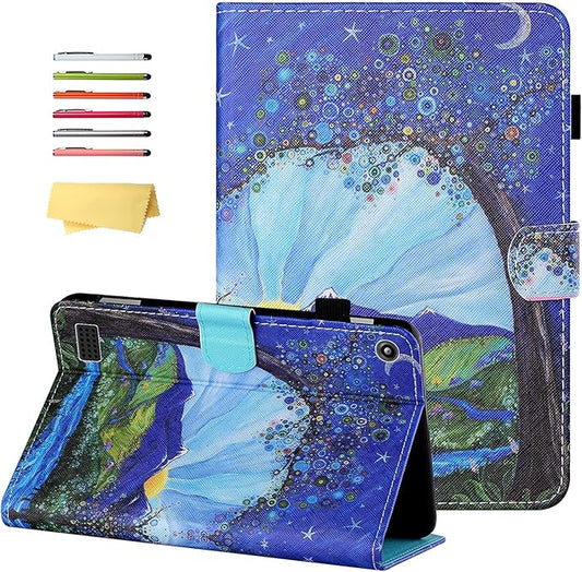 7 Kindle Fire 7 Case 9th/7th/5th Generation (2019/2017/2015 Release) with Stand Pencil Holder [Auto Wake/Sleep] Slim Smart Magnetic Folio PU Leather &amp TPU Back Cover Mountain Flower Tree