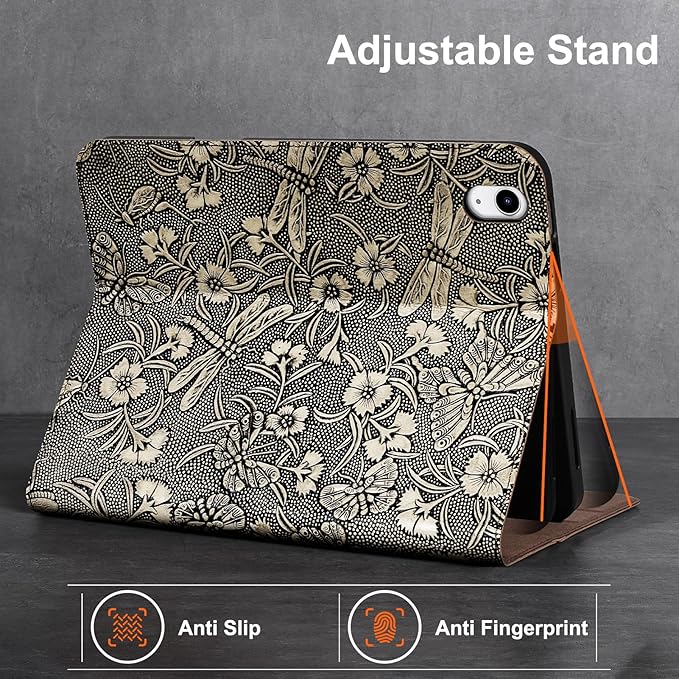 Gexmil Leather Case for iPad (A16) 11th Generation 11 Inch 2025 iPad 10th Generation 10.9 Inch 2022Protective Cover with Pencil HolderMagnetic ClosureAuto Sleep/WakeButterfly Grey
