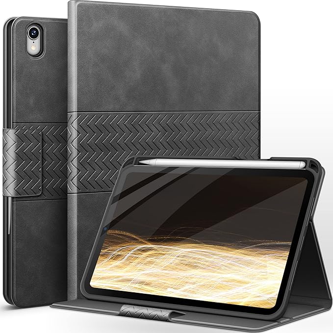 auaua Case for iPad mini 7 (A17 Pro 2024) / iPad mini 6 Case (2021) 8.3 inch with Pencil Holder Multiple Viewing Angles Magnetic Closure Auto Sleep/Wake (Grey)