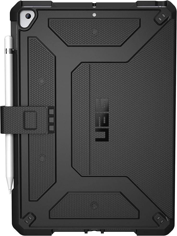 URBAN ARMOR GEAR UAG Designed for iPad 10.2 Case Black 9th Generation 2021 8th Gen 2020 Rugged Heavy Duty Protective Durable Folio Cover &amp Kick Stand w/Pencil Stylus Holder Metropolis Series